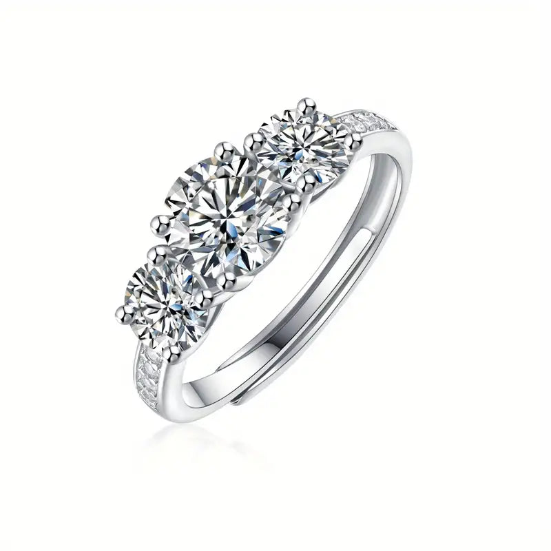 Men's Adjustable Triple Stone Moissanite Ring (1 Carat)