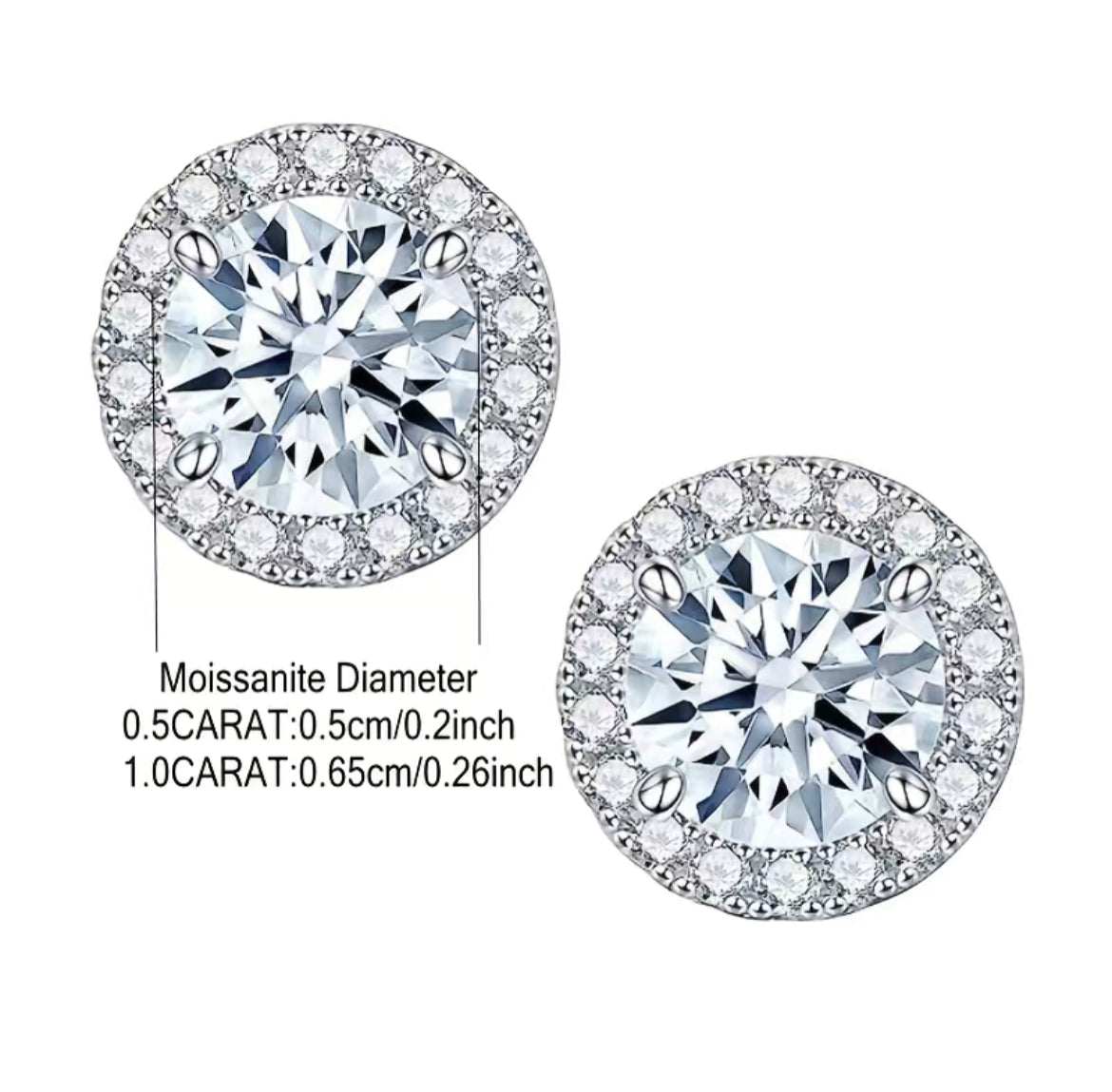 Moissanite Halo Earrings (2 Carat)