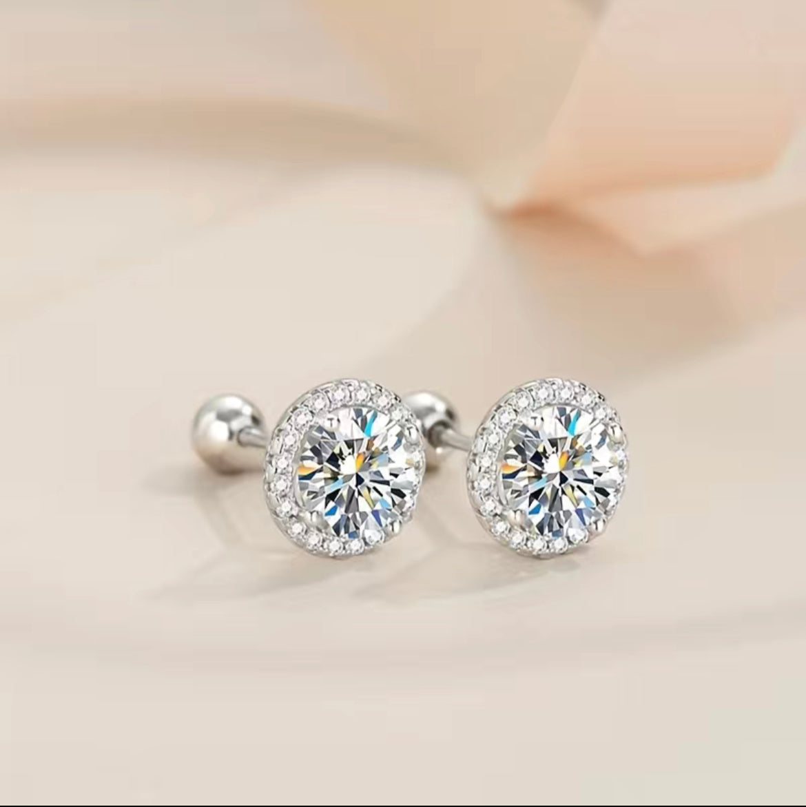 Moissanite Halo Earrings (2 Carat)