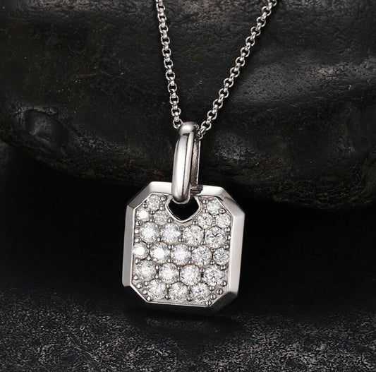 Square Moissanite Tag Pendant