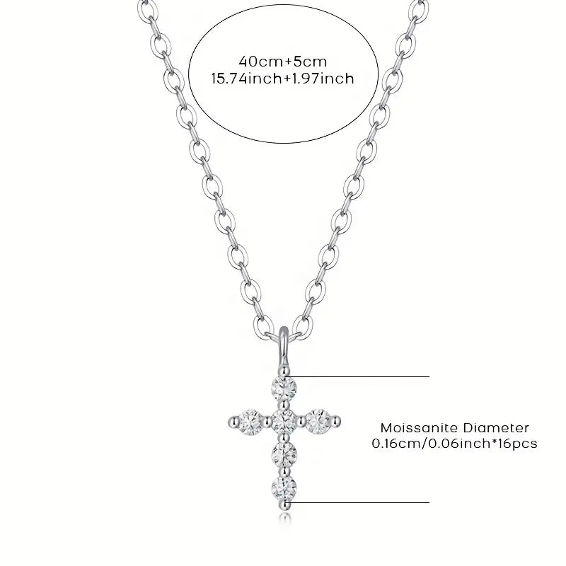 Moissanite Cross Pendant (Chain Included)