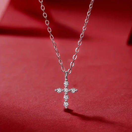 Moissanite Cross Pendant (Chain Included)