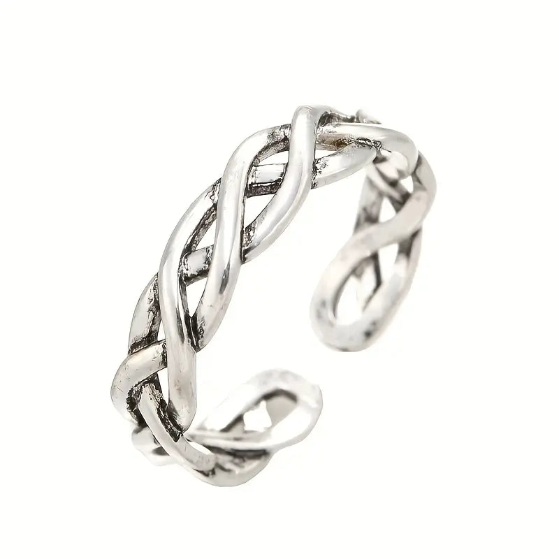 925 Silver Plain Adjustable Woven Ring