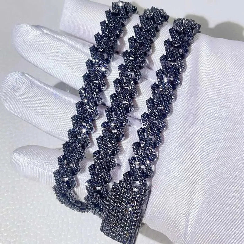 10MM Prong Black Moissanite Miami Cuban Link Chain/Bracelet