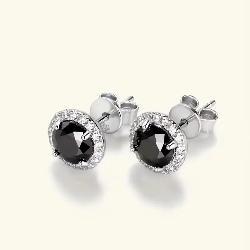 Black Moissanite S925 Halo Earring (2 Carat)