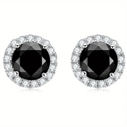 Black Moissanite S925 Halo Earring (2 Carat)