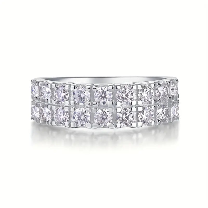 Half Double Row Moissanite Band Ring