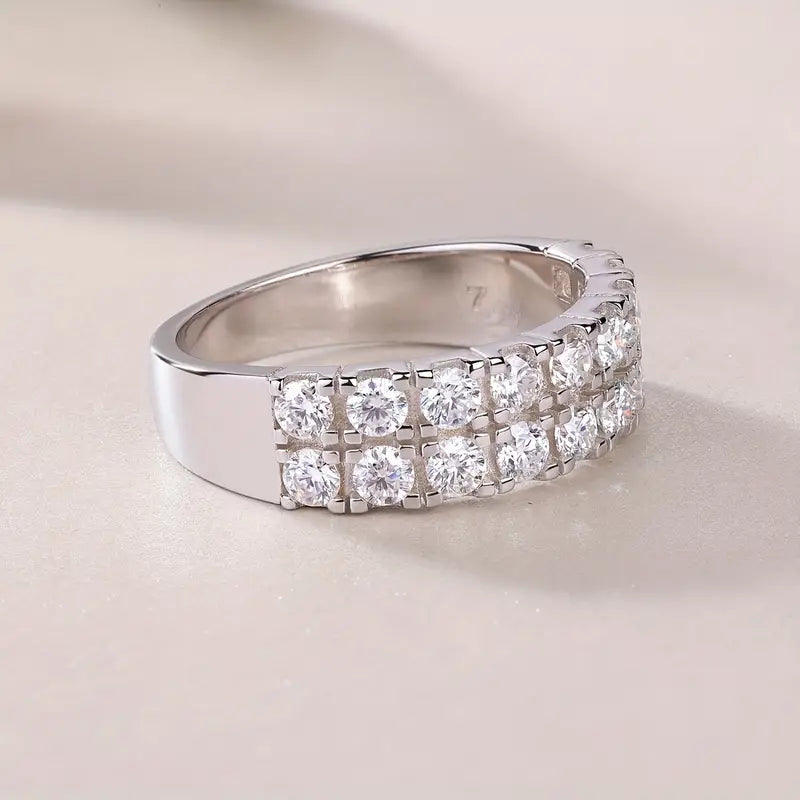 Half Double Row Moissanite Band Ring