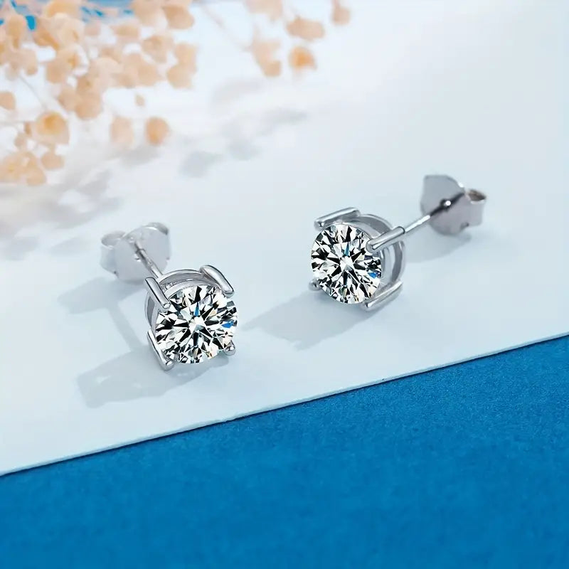 6.5MM 4 Prong Moissanite Stud Earrings (2 Carat)