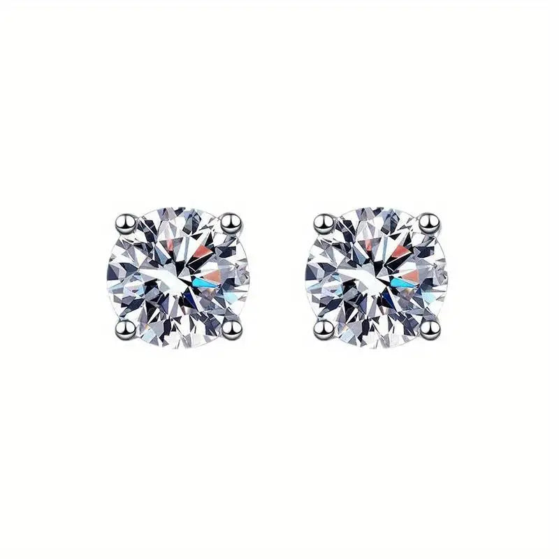 6.5MM 4 Prong Moissanite Stud Earrings (2 Carat)