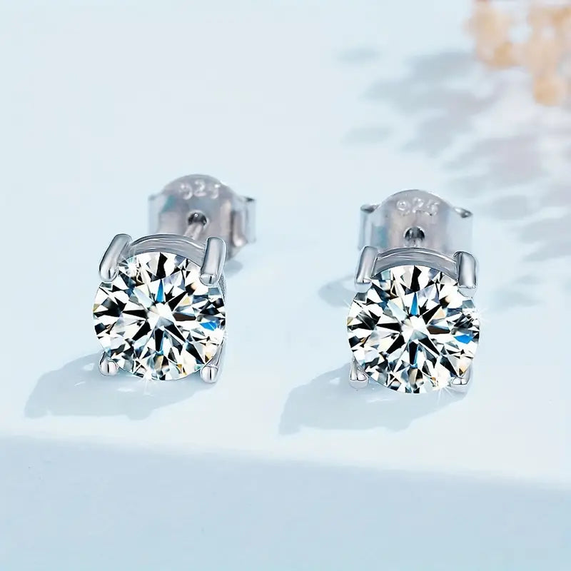 6.5MM 4 Prong Moissanite Stud Earrings (2 Carat)