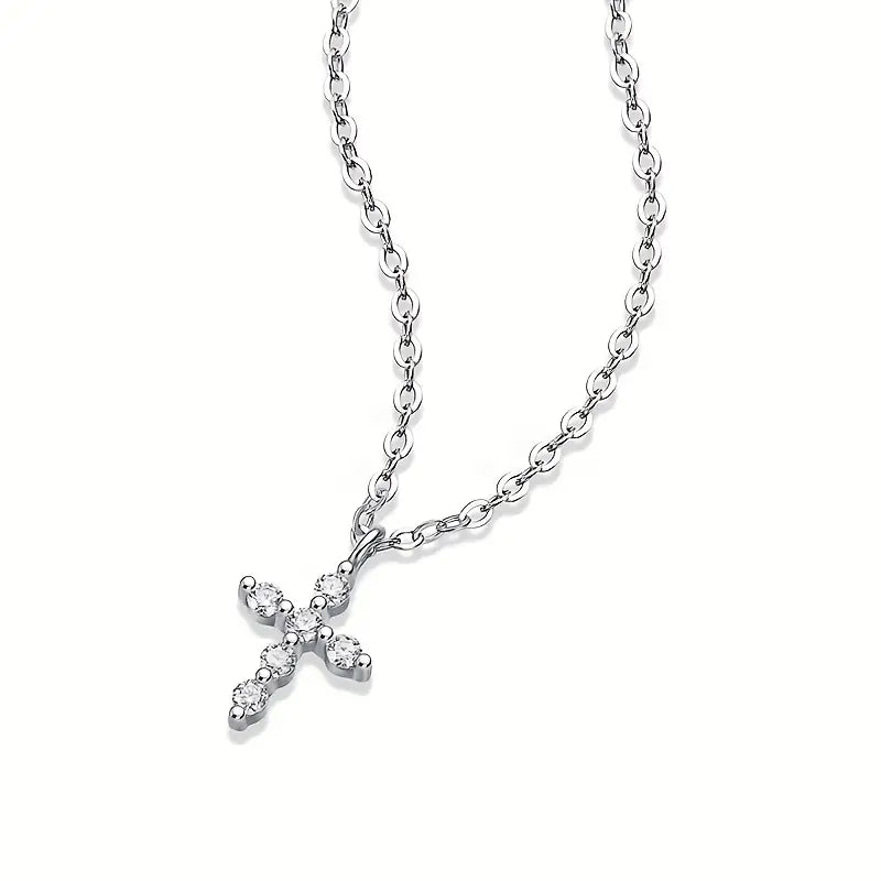 Moissanite Cross Pendant (Chain Included)