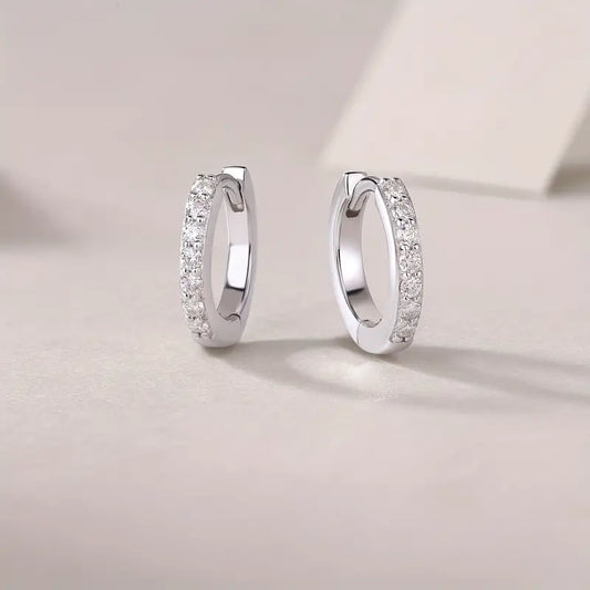 One Row Small Moissanite Hoop Earrings