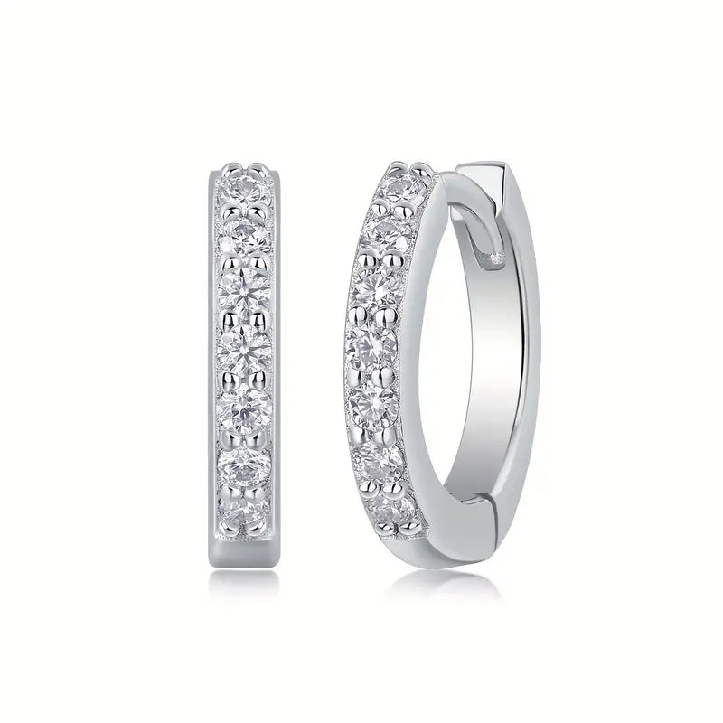 One Row Small Moissanite Hoop Earrings