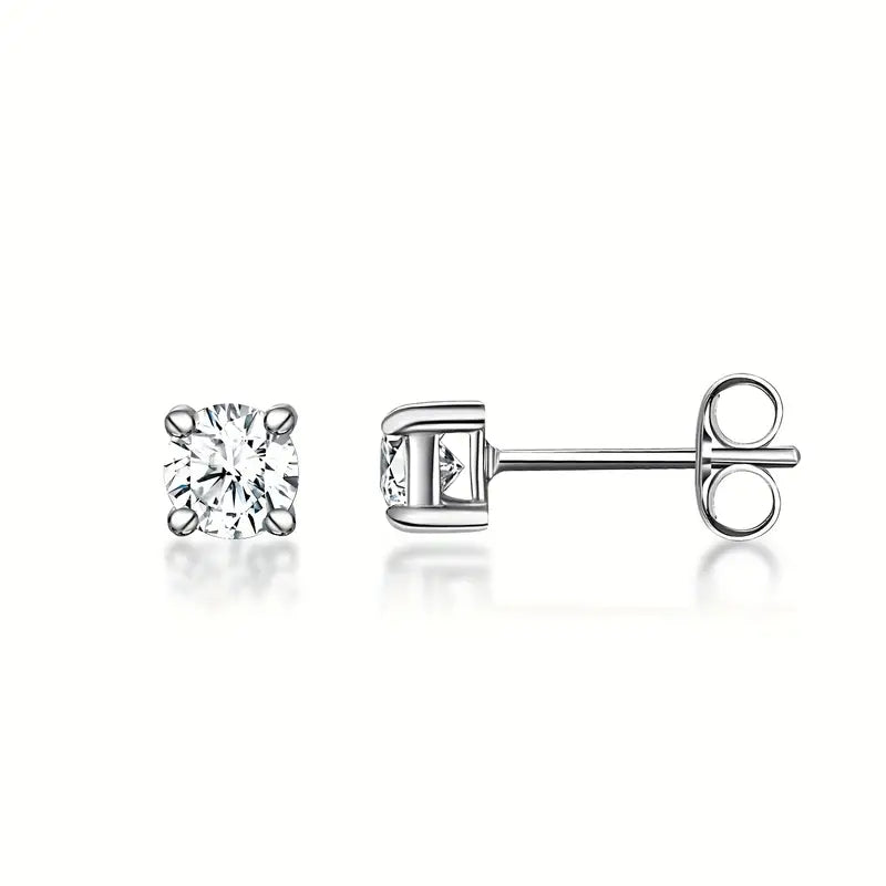 4MM Stainless Steel Moissanite Stud Earrings