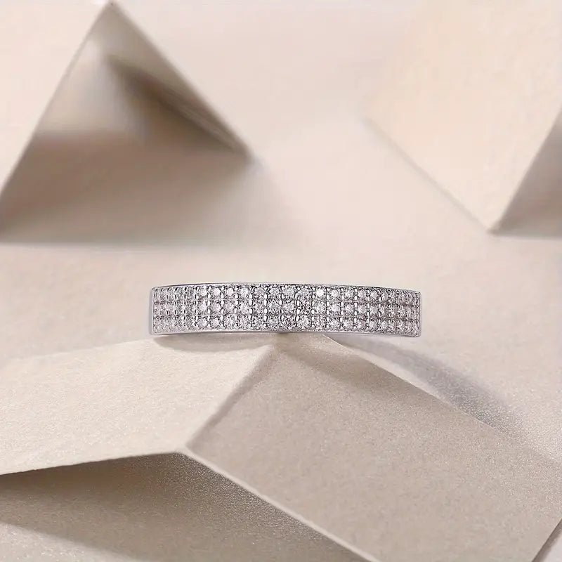 Micro Pave Moissanite Band Ring