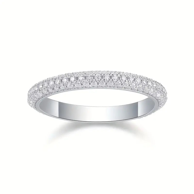 Micro Pave Moissanite Tube Ring (Fully Iced Out)