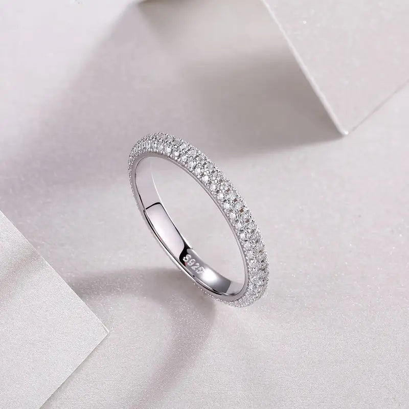 Micro Pave Moissanite Tube Ring (Fully Iced Out)