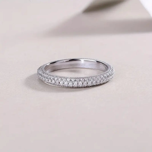 Micro Pave Moissanite Tube Ring (Fully Iced Out)