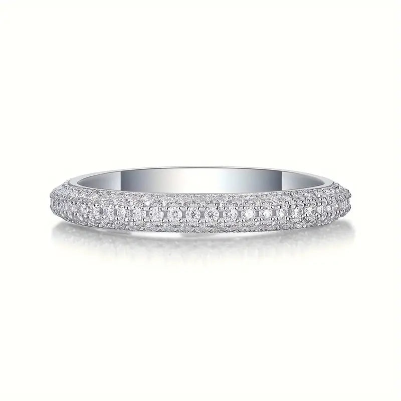 Micro Pave Moissanite Tube Ring (Fully Iced Out)