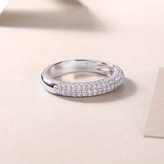 Micro Pave Moissanite Tube Ring (Half Iced Out)