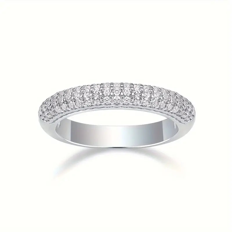 Micro Pave Moissanite Tube Ring (Half Iced Out)