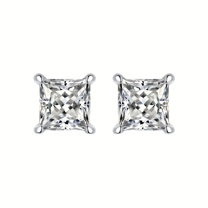 Princess Cut S925 Moissanite Earrings (1 Carat)