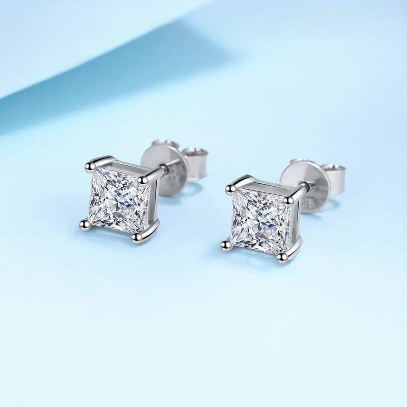 Princess Cut S925 Moissanite Earrings (1 Carat)