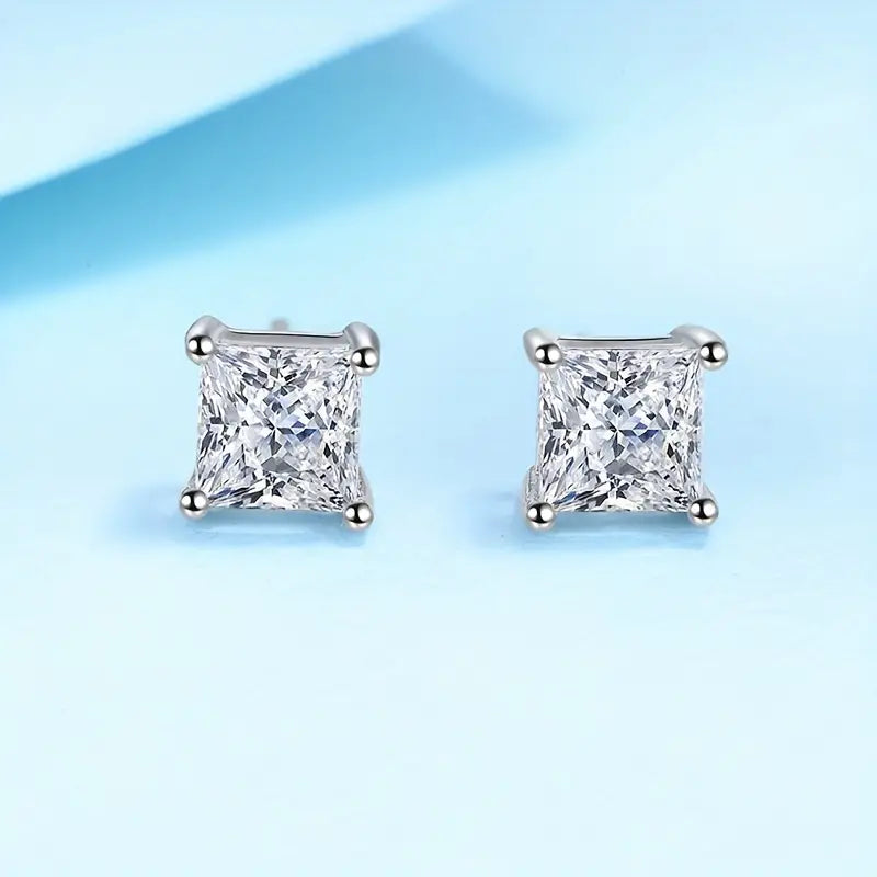 Princess Cut S925 Moissanite Earrings (1 Carat)