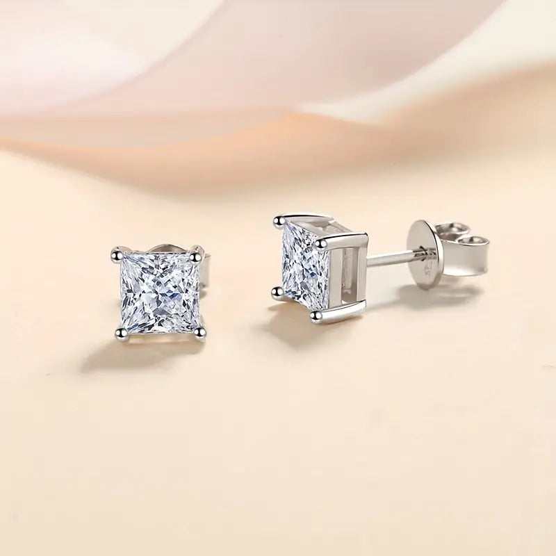 Princess Cut S925 Moissanite Earrings (1 Carat)