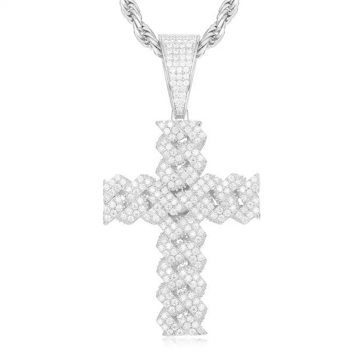 Moissanite Prong Style Cuban Link Pendant