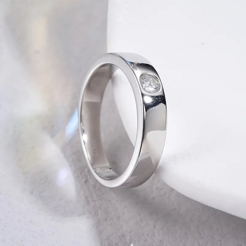 Inlaid 4MM Moissanite Ring