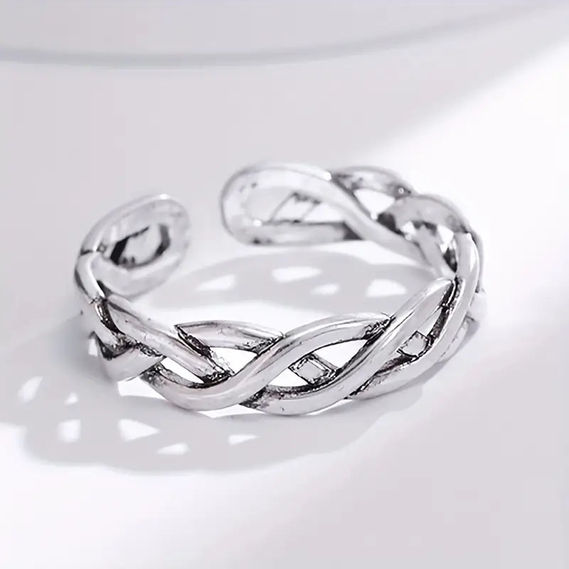 925 Silver Plain Adjustable Woven Ring