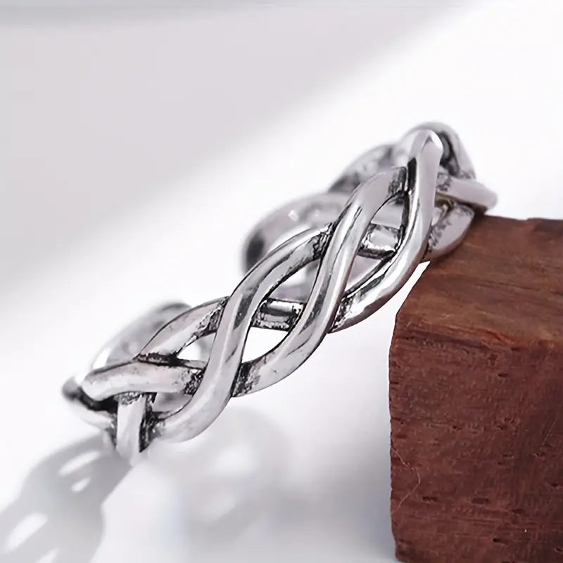 925 Silver Plain Adjustable Woven Ring